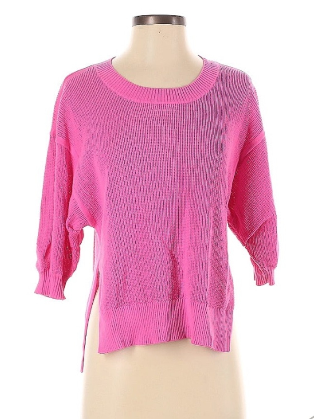 Kerri Rosenthal 100% Cotton Pink Pullover Heart Patchwork Sweater XS